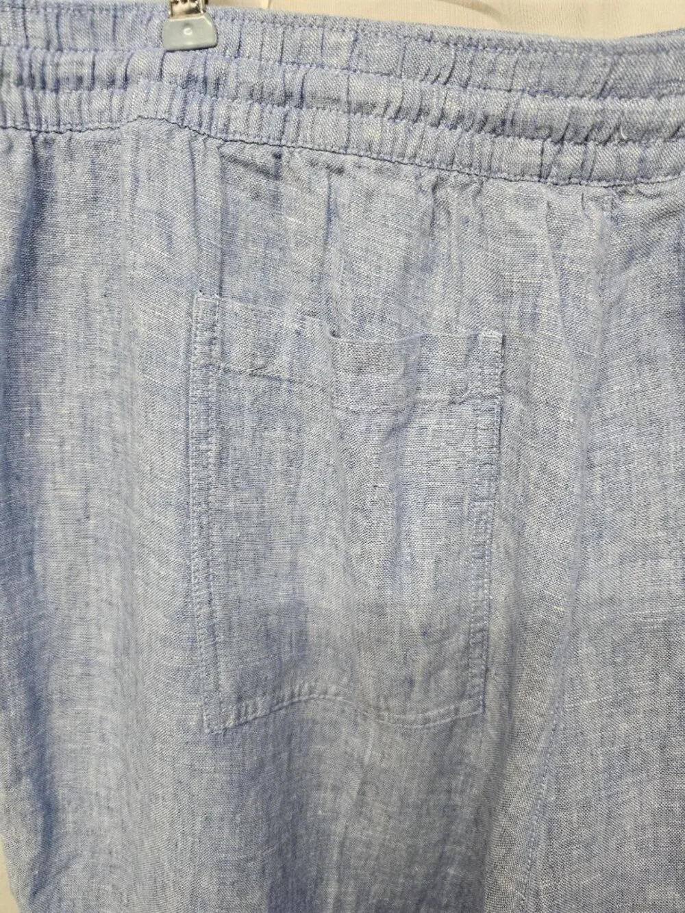 Lands' End Pants Blue Linen Crop Beach Summer Casual Wide Leg 3X - Picture 6 of 11